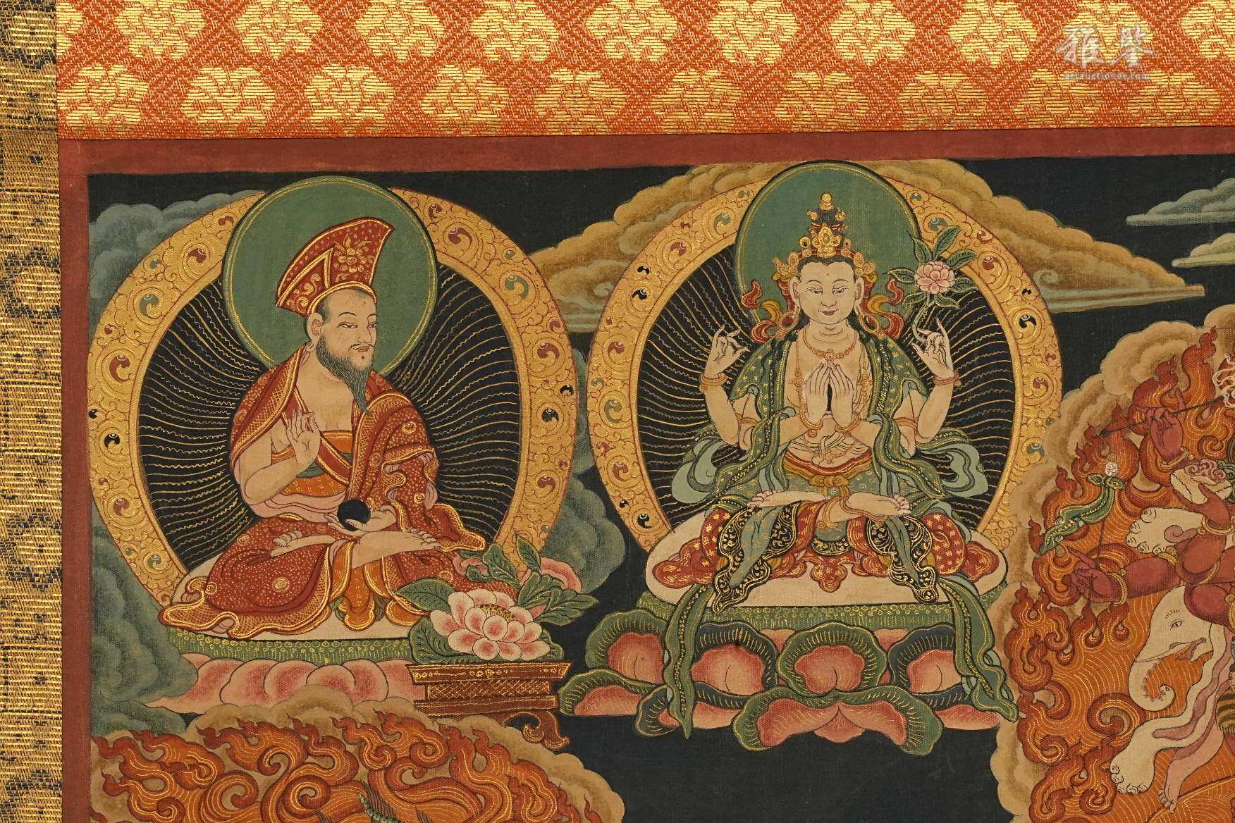 清乾隆 宁玛派八部普巴金刚（九普巴）唐卡 钦则（钦孜）画派体系 布面 日本古裂装裱 日本桐箱附 本物保证