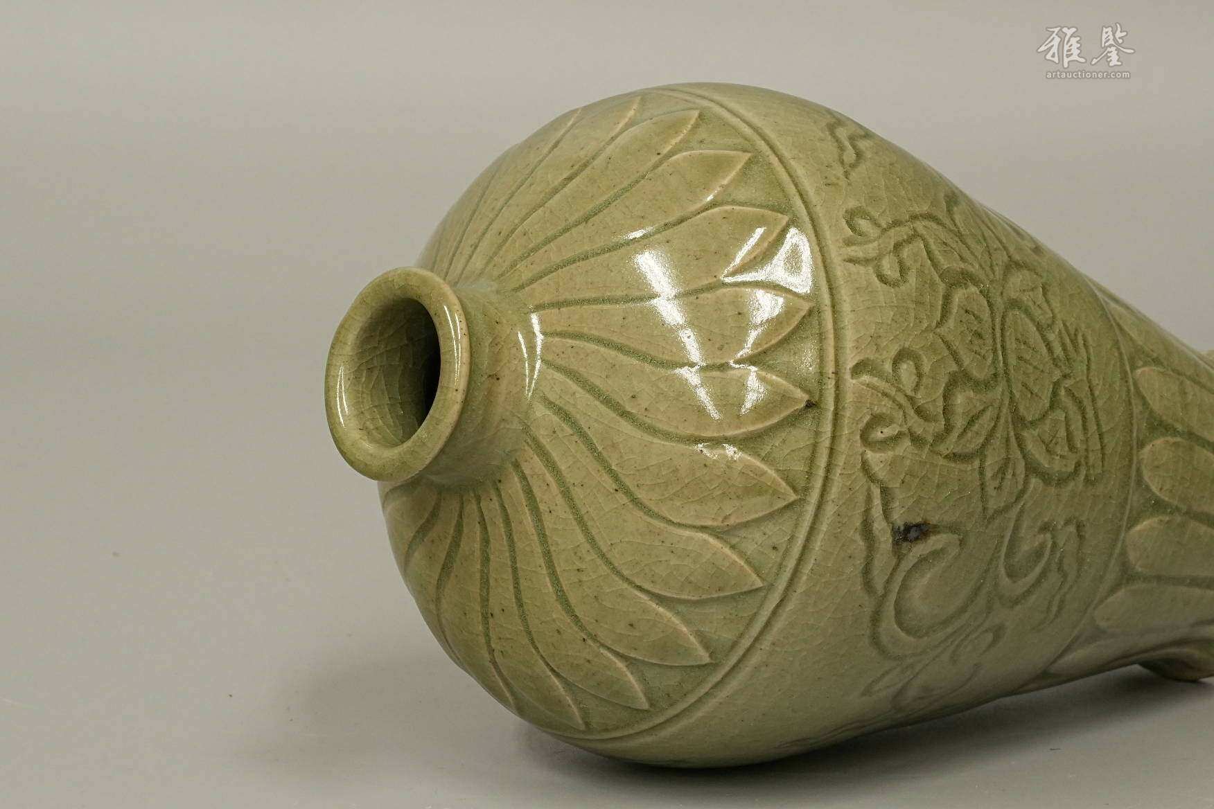 明 天龙寺龙泉青瓷梅瓶 日本桐箱附 本物保证