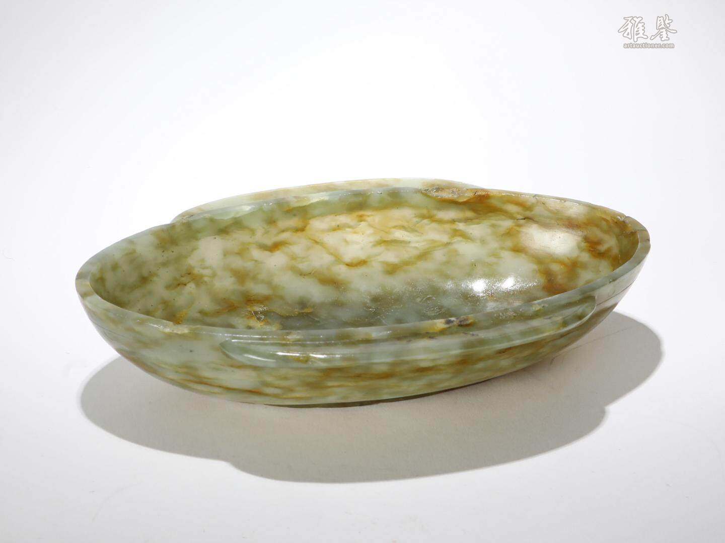 明 青白玉鳳紋雙耳杯