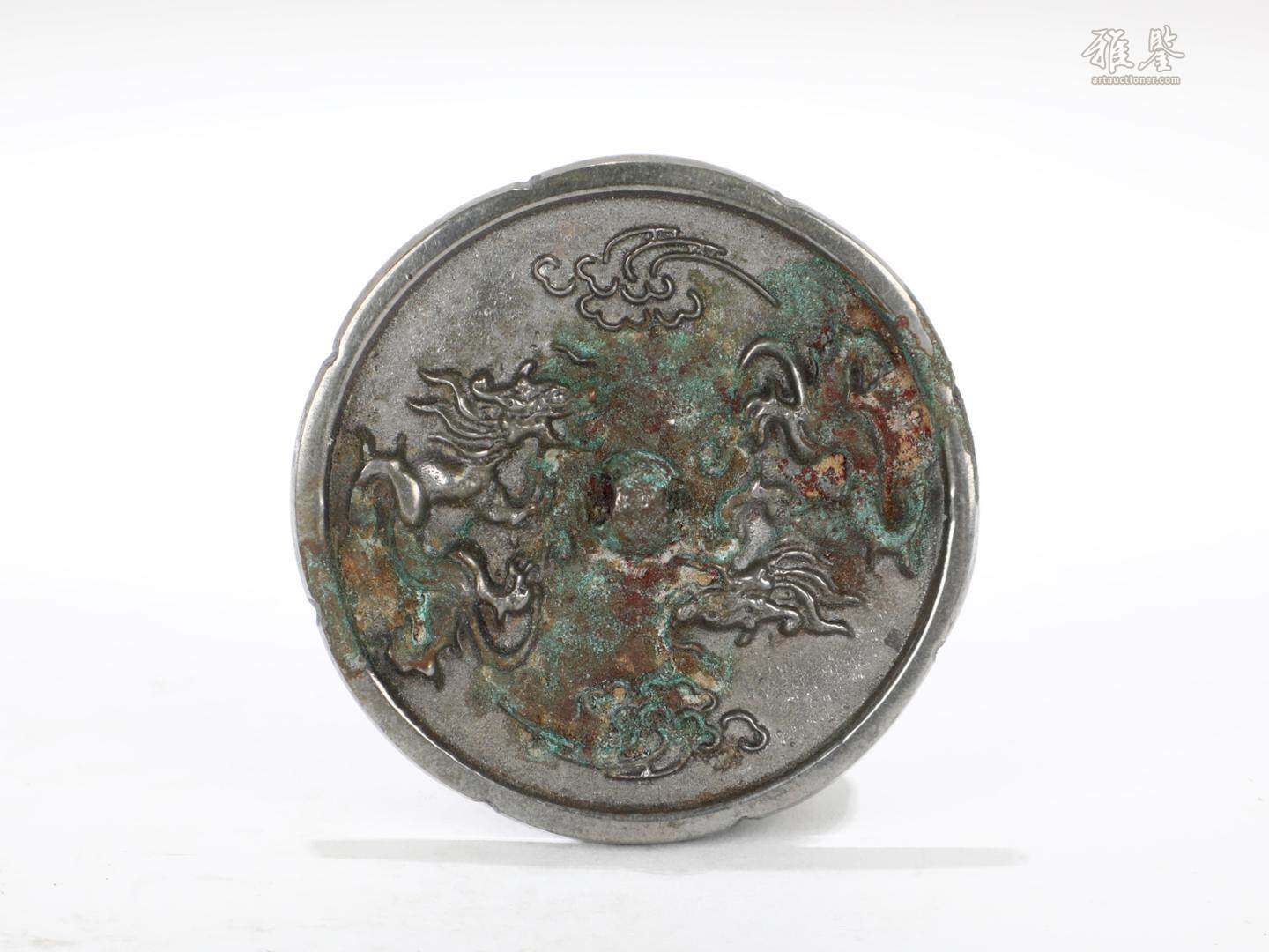 7-10世紀 雙瑞獸紋青銅小鏡